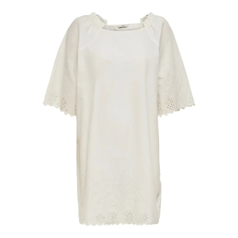 Image of Only Womens dress Only onlsanne 2/4 broderie Blanc Female S