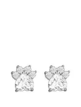 Image of Simply Silver Sterling Silver 925 Paw Print Cubic Zirconia Earrings