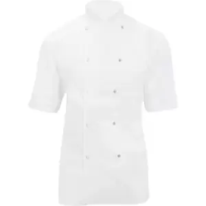 Image of Dennys Ladies/Womens Short Sleeve Chefs Jacket / Chefswear (Pack of 2) (M) (White) - White