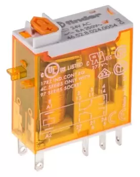Image of Finder, 24V ac Coil Non-Latching Relay DPDT, 8A Switching Current PCB Mount, 2 Pole, 46.52.8.024.0054