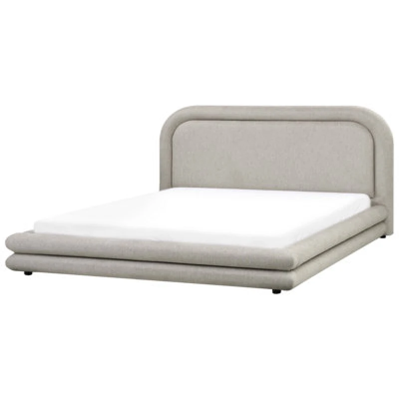 Image of Beliani Bed Faux Linen Lavardens 180 X 200 Cm (Eu Super King) Taupe