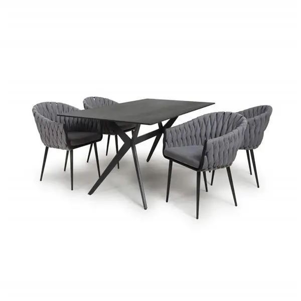 Image of Shankar Timor 1.6m Black & 4 Pandora Grey Dining Set - Black 9016075