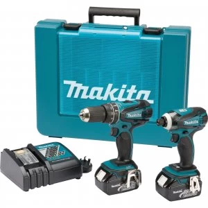Image of Makita DLX2012 18v Cordless LXT Combi Drill Impact Driver Kit 2 x 3ah Li ion Charger Case