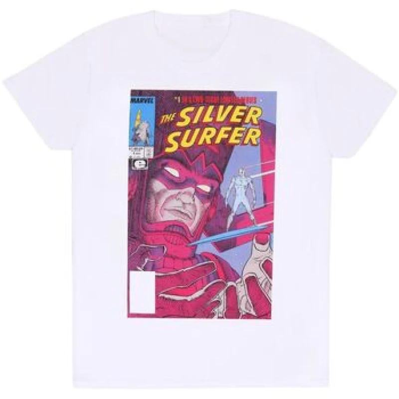 Image of Marvel Marvel Men Silver Surfer Comic T-Shirt in White Size: Medium White M Male 5063527822925