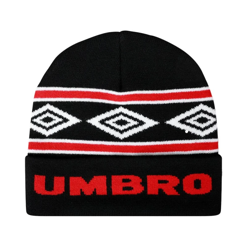 Image of Umbro Mens Diamond Knitted Beanie in Black Male One Size