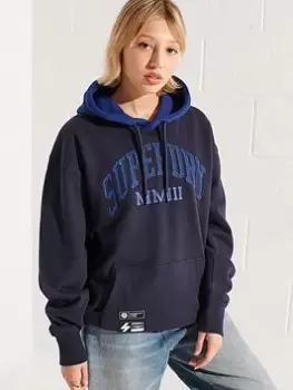 Image of Superdry Varsity Arch Hoodie - Navy, Deep Navy, Size M/L, Women
