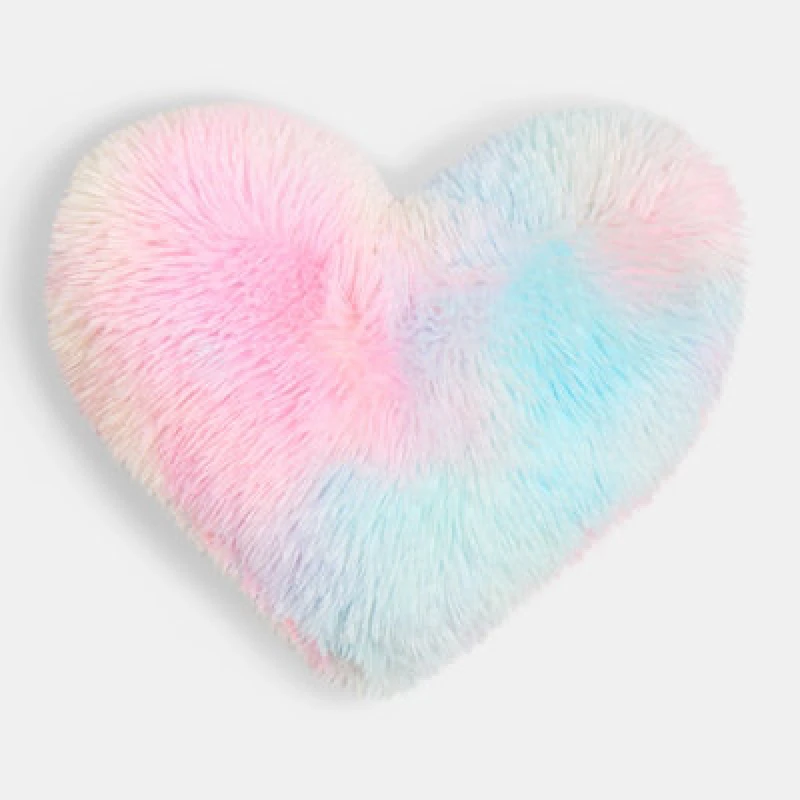 Image of OHS OHS Tie Dye Heart Shaped Fluffy Fleece Scatter Cushion Novelty Decorative Pillow Multi One Size Unisex 5027434202119