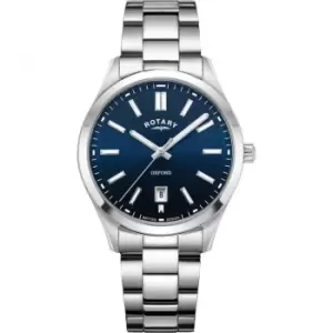 Image of Rotary Mens Rotary Oxford Sapphire Glass Date Watch - Silver