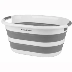 Image of Russell Hobbs Collapsible Plastic Oval Laundry Basket 27 L White/Grey
