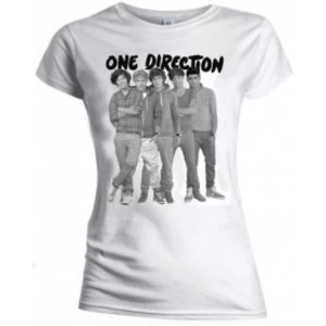 Image of One Direction Group Standing Blk & White Skinny TS: Medium