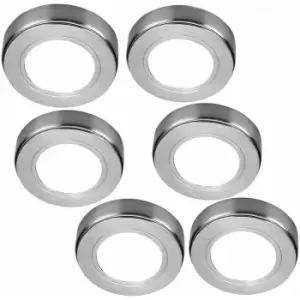 Image of 6x chrome Round Surface or Flush Under Cabinet Kitchen Light Kit - 240V Mains Powered - Natural White led