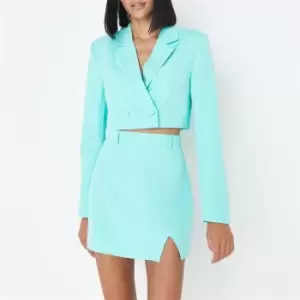 Image of Missguided Tailored Split Hem Mini Skirt - Blue