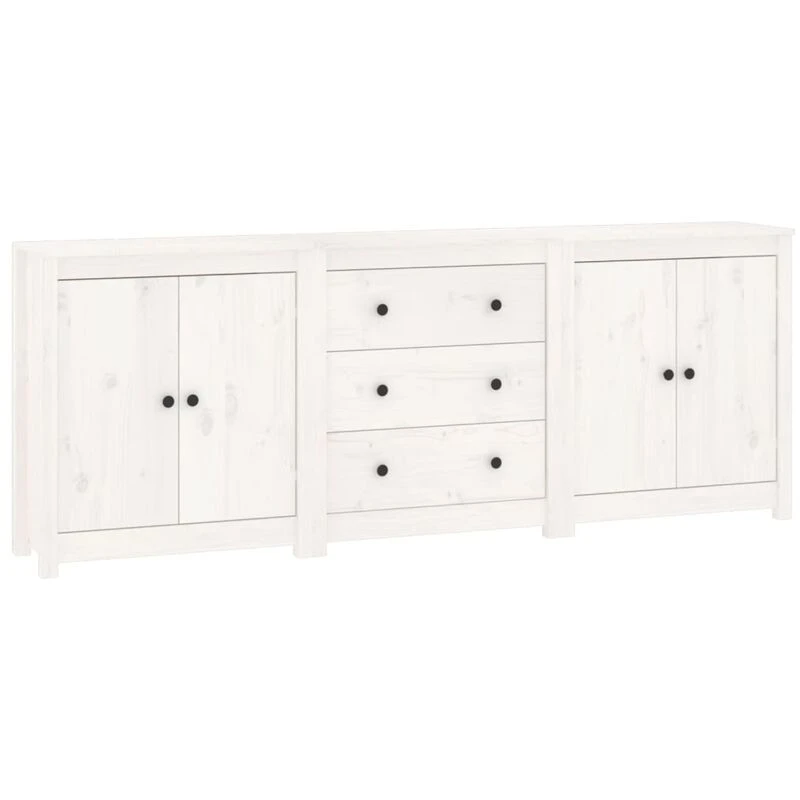 Image of vidaXL Sideboard White 210x35x80cm Solid Wood Pine, White 3114070