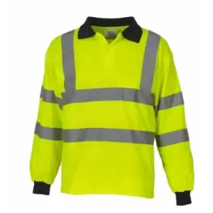 Image of Yoko Ladies/Womens Hi-Vis Long Sleeve Polo Shirt (Pack of 2) (3XL) (Hi-Vis Yellow) - Hi-Vis Yellow