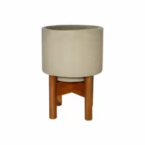 Image of Ivyline Vigo Concrete Grey Planter With Stand - 19Cm