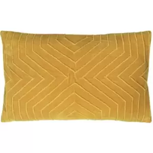 Image of Furn Mahal Geometric Pleat 100% Cotton Cushion Cover, Ochre, 30 x 50 Cm