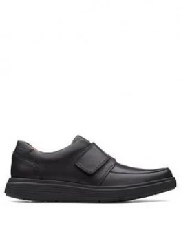 Image of Clarks Un Abode Strap Shoes - Black Leather, Size 11, Men