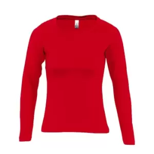 Image of SOLS Womens/Ladies Majestic Long Sleeve T-Shirt (M) (Red)