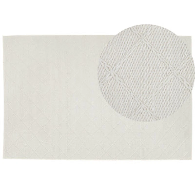 Image of Beliani Rug Ellek White 160 X 230 Cm Wool