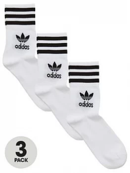 Image of adidas Originals Mid Cut Crew Sock - White, Size S, Men