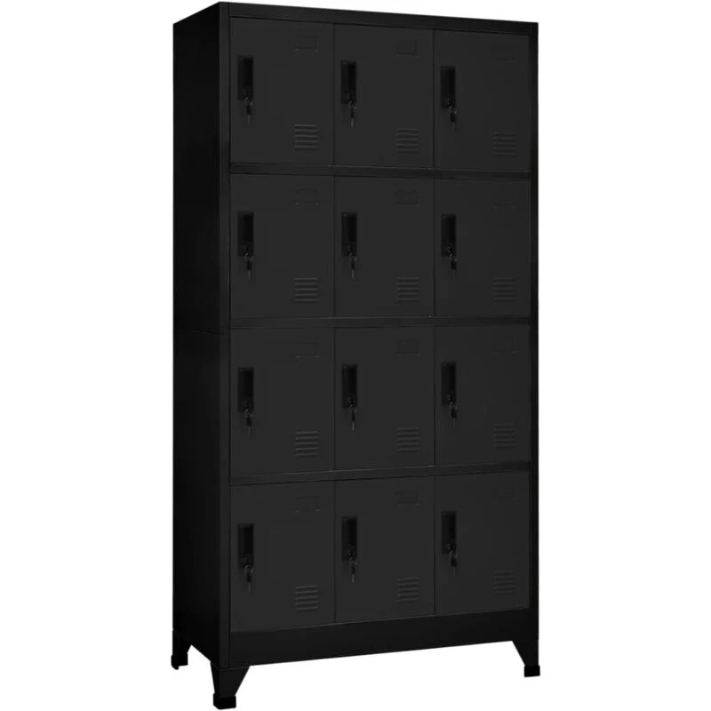 Image of VIDAXL Locker Cabinet Black 90x45x180cm Steel vidaXL 8720286701201
