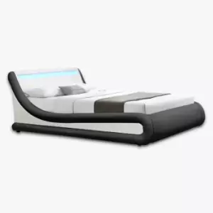 Image of Galaxy LED Black & White Ottoman King Bed