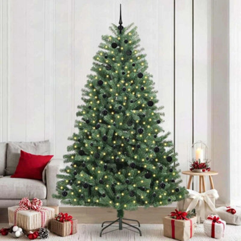 Image of Vidaxl Artificial Hinged Christmas Tree Green 240 Cm Pvc And Metal