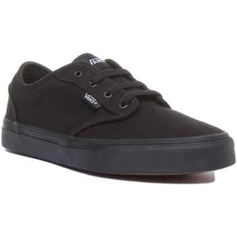 Image of (3, Black) Vans Juniors Kids Atwood Casual Low Top Canvas Trainers Sneakers Shoes - Black