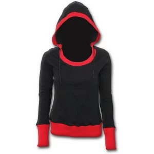 Image of Urban Fashion Wide Rib DrapeWomens Medium Hoodie - Black