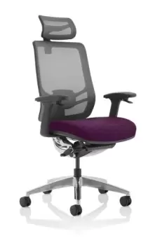 Image of Ergo Click Bespoke Fabric Seat Tansy Purple Black Mesh Back with Headrest