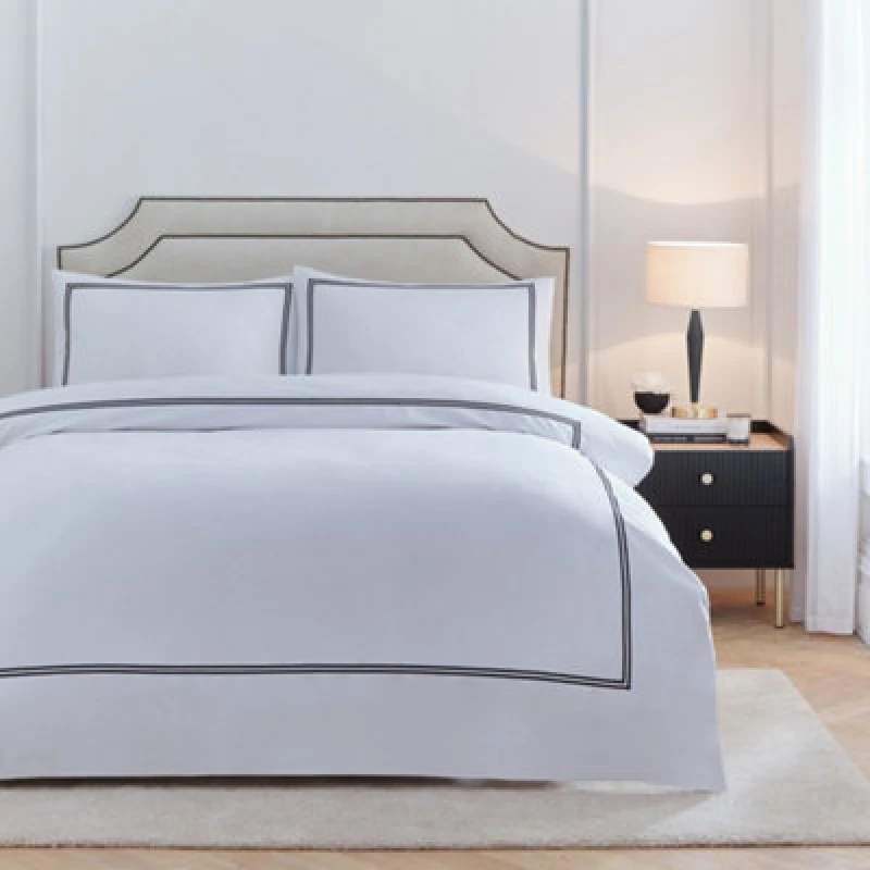 Image of Paoletti Paoletti Elara 100% Cotton Embroidered Duvet Cover Set in Black Size: Double Black Double Unisex 5025532358912