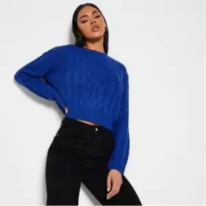 Image of I Saw It First Cable Knit Crop Jumper - Blue