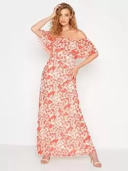 Image of Long Tall Sally Floral Bardot Maxi Dress - Orange, Size 14, Women
