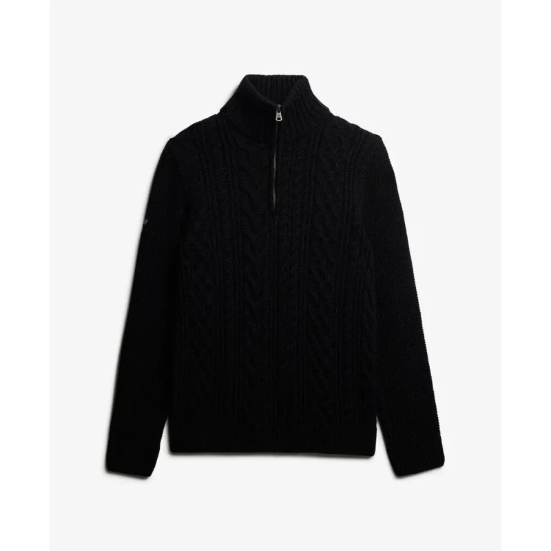 Image of Superdry Twisted jumper with a funnel neck Superdry Jacob Bleu Male L