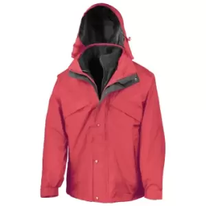 Image of Result Mens 3 In 1 Zip And Clip StormDri Waterproof Windproof Jacket (L) (Red)