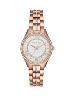 Image of Michael Kors Mk3716 Lauryn Silver Dial Rose Gold Stainless Steel Bracelet Ladies Watch