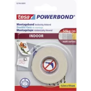 Image of tesa INDOOR 55740-00001-02 Industrial tape tesa Powerbond White (L x W) 1.5 m x 19mm