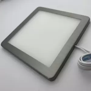 Image of 6x BRUSHED NICKEL Ultra-Slim Square Under Cabinet Kitchen Light & Driver Kit - Warm White Diffused LED