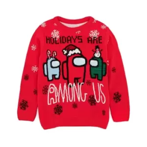 Image of Among Us Childrens/Kids Christmas Sweatshirt (11-12 Years) (Red/Black/White)