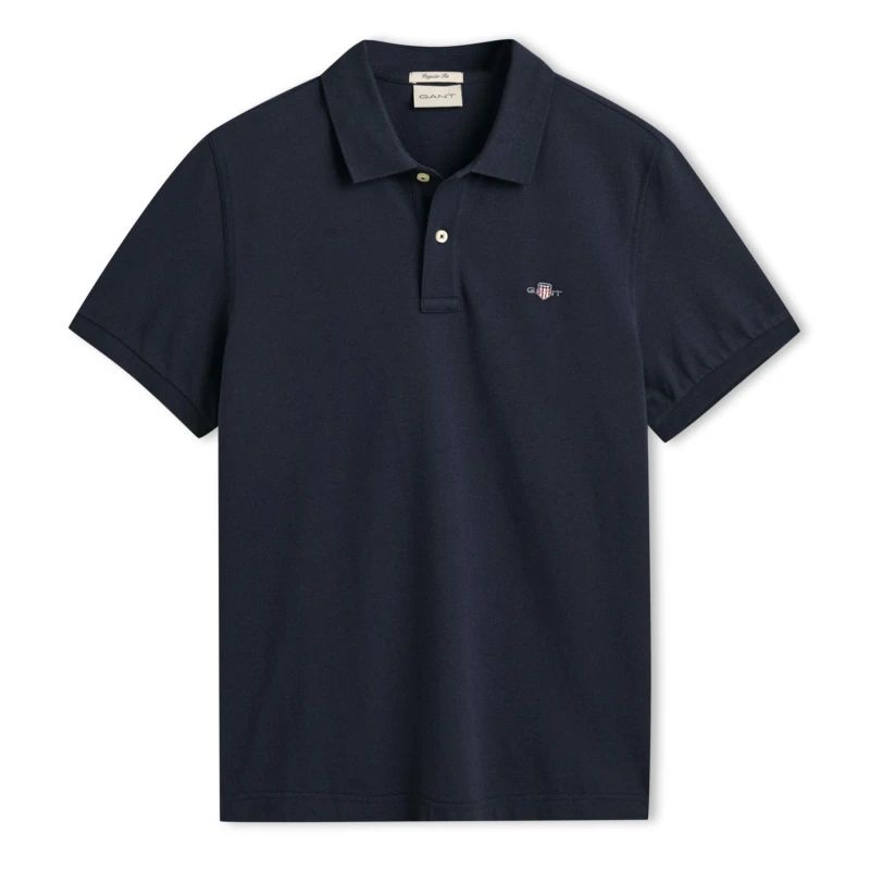 Image of Gant Regular Shield Pique Polo Shirt Evening Blue M
