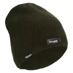 Image of FLOSO Mens Plain Thinsulate Thermal Knitted Waterproof Winter Hat (M/L) (Olive)