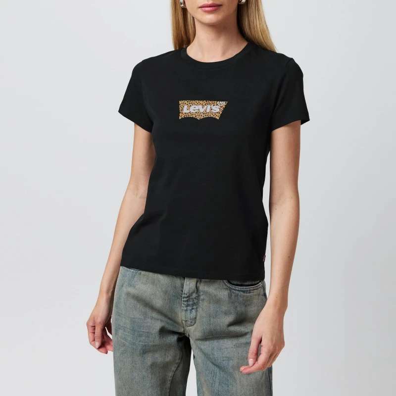 Image of Levis Levis Print T-Shirt - Black 14 Female