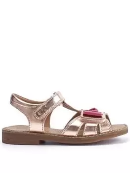 Image of Start-rite Mermaid Girls Rose Gold Metallic Leather Mermaid Tail Design Riptape T-Bar Summer Sandals - Gold, Rose Gold, Size 9.5 Younger