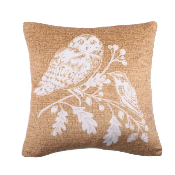 Image of Lodge Woodland Owls Cushion Ochre