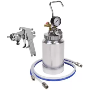 Image of Sealey SSG1P Pressure Pot System with Spray Gun & Hoses 1.8mm Set-Up