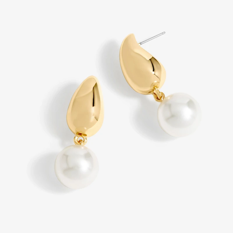 Image of Mood Gold Polished Pearl Charm Hoop Earrings Jewellery Sets One Size Gold 72219310000