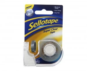 Image of Sellotape Super Clear Tape and Dispenser 18mmx15m Pack of 7 1766006