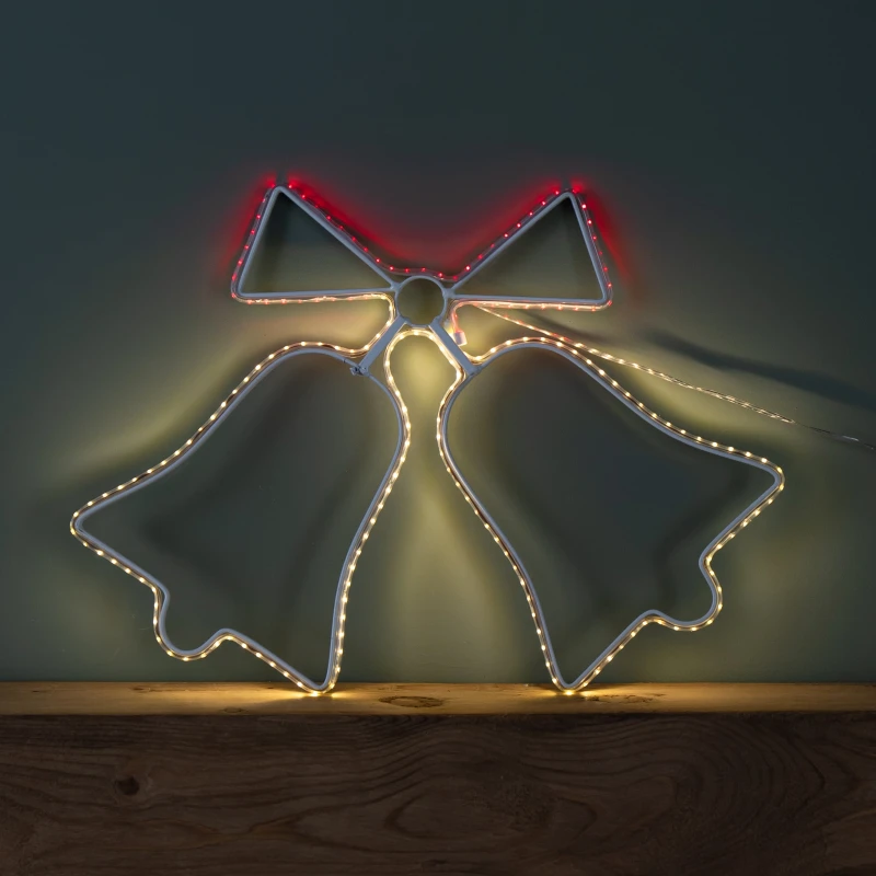 Image of 43cm x 32cm Light up Hanging Christmas Double Bell Silhouette with 196 LEDs