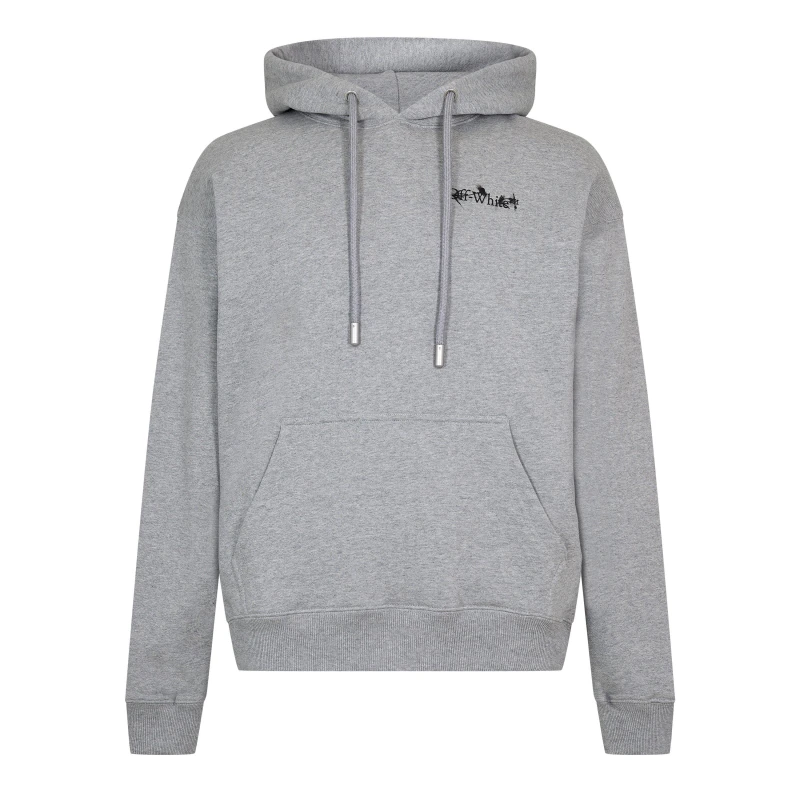 Image of Off White Mens Flower Arrow Skate Over the Head Hoodie Grey/Black male XS