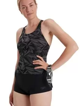 Image of Speedo Hyperboom Tankini, Black/Grey, Size 32, Women